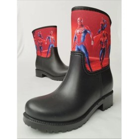 Resim Sea & Blue Shoes Spiderman Çoklu Baskılı Su Geçirmeyen Erkek Çocuk Yağmur Çizmesi 