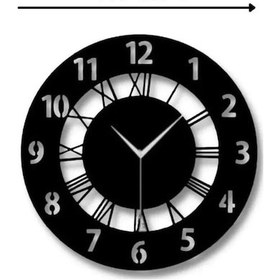 Resim Shelife Siyah Ahşap Yuvarlak Roma Rakamlı Duvar Saati 40x40 Cm Sessiz Akar Mekanizma Siyah 