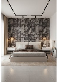 Resim İthal 16m2 Duvar Kağıdı 3boyutlu Yeni Taş Desen Simli Silinebilir Antrasit 