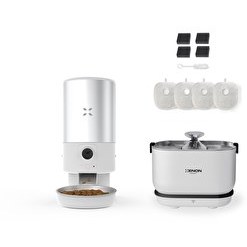 Resim Xenon Smart Akıllı 5 LT Çelik Hazneli Mama Kabı Akıllı Otomatik Bataryalı Su Pınarı ve Filtre 3'lü Pet Seti 
