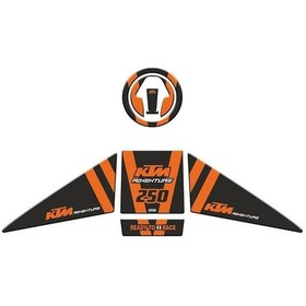 Resim Gogo Ktm Adventure 250 2019-2022 Tank Pad Set 003 Siyah/turuncu 