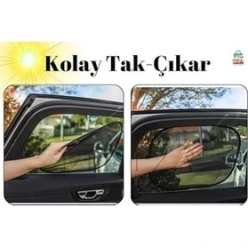 Resim Oto Araba Yan Camlar Vantuzlu Oto Araç Güneşlik Perde Seti (2 Parça) 