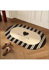 Resim Best Wish Tekli Banyo Paspası, Kaydırmaz Tabanlı Djtbanyo Renkli 