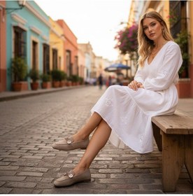 Resim Aska Shoes Shoes Günlük Tokalı Babet 2025aska002 Vizon 