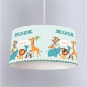 Resim Mavi Safari Desenli Çocuk Oda Sarkıt Avize, Şık ve Eğlenceli Aydınlatma 