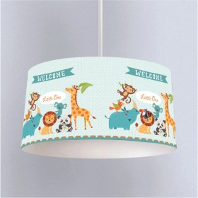Resim Mavi Safari Desenli Çocuk Oda Sarkıt Avize, Şık ve Eğlenceli Aydınlatma 
