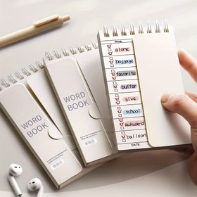 Resim 1 Taşınabilir ve kompakt kelime hafıza kitabı, cep boyutunda İngilizce öğrenme planlayıcısı, çalışma ve ezberleme için uygun, açılır kapanır tasarım kelimeleri öğrenmeye ve hatırlamaya yardımcı olur, ofis işleri, ders çalışması, hediye verme için çok uygun 