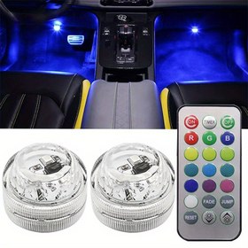 Resim 2 Adet LED Araç İçi Işık, Uzaktan Kumandalı Dekoratif Araba Atmosfer Aydınlatması, Çok Fonksiyonlu Gece Lambası, Oto Aksesuar Süslemeleri 