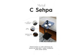 Resim He Dizayn Aksesuar Metal C Sehpa - Koltuk Yanı Laptop Sehpası Minimal Tasarım 