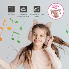 Resim Polosmart FS78 Figürlü Kablolu Kulak Üstü Kulaklık Pembe 