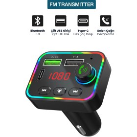 Resim Sprange Bluetooth 5.3 Araç Içi Fm Transmitter | Pd 25W Qc 3.0 | Çift USB | Ekranlı Handsfree 