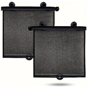 Resim Xuweiwei Black 2 Adet Genişletilebilir Güneşlik Yalıtımlı Yan Cam Kaplaması Çizgili Pvc Anti Kirlilik Örme Desen 40x45 Cm 