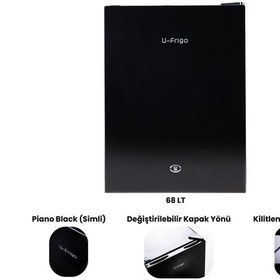 Resim U-frigo 68 Lt 12-24v Marin/karavan Kompresörlü Buzdolabı Temperli Cam Kapak Limited Edition Siyah 