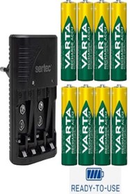 Resim Varta 8 Adet Şarjlı 2600mah Aa Kalem Pil +sertec Stc-9v Aa-aaa Otomatik-hızlı Pil Şarj Cihazı 