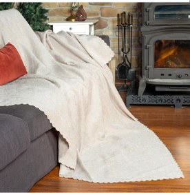 Resim Jakarlı Şönil Koltuk Örtüsü Kanepe Örtüsü Koltuk Şalı 175x215 Kaymaz Krem krem 