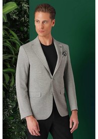 Resim Efor Comfort Fit Kırçıllı Dokuma Pamuklu Casual Gri Ceket C 665 Gri 