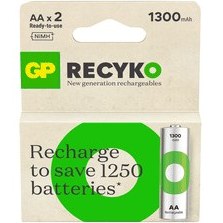 Resim GP 2X 1300 mAh Şarj Edilebilir AA Boy Kalem Pil 