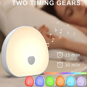 Resim LED RGB uyku sesi ve ışığı - doğal sesli, renk değişimi, dokunmatik, hafıza fonksiyonu, uyku zamanlayıcısı ve USB şarj işlevine sahip rahatlatıcı beyaz gürültü jeneratörü 