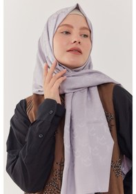 Resim Mirsoy Scarf Mc Desen Parlak Jakar Şal - Açık Gri Açık Gri 