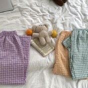 Resim 3'lü Paket Kadın Japon Gingham Ekose Uyku Pantolonu - Her Mevsim İçin Bol Kesimli Hafif Pijama Altı, Yumuşak Nefes Alabilen Kumaş, Sevimli Günlük Ev Giysisi & Rahat Şortlar (Mor, Sarı, Açık Mavi), Tüm Sezonlu Pijamalar, Konforlu Ev Kıyafeti, Eğlenceli Tasarım, Kolay Bakım Malzemesi 