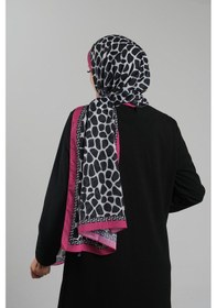 Resim Giverny Fuşya Desenli Şal Kesik Elyaf Dijital Baskılı Pamuksu Leopar 202116 20 Fuşya 