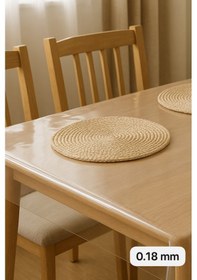 Resim Şeffaf , İnce , Pvc Kaymaz Taban 180 Micron 0,18 Mm Masa Örtüsü - 70 X 100 Hasır Hariçtir. Şeffaf 