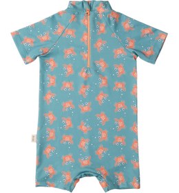 Resim UV Korumalı Bebek Tek Parça Mayo-Crazy Crab - Mint / 0-6 Ay 