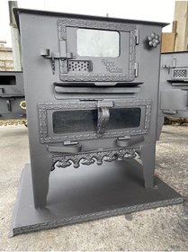 Resim Tuğlalı Kömür Sobası Sömineli Kuzine 45' Camlı Fırınlı Soba 