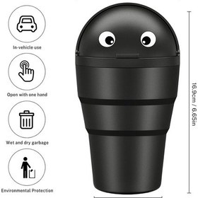 Resim Yaozixa Siyah Abs Plastik Araç Çöp Kutusu 520ml - Sızıntı Ve Su Geçirmez - Basılı Kapağı İle - Çok Amaçlı Kullanım - 9.4x9.4x16.9cm 