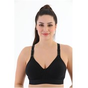 Resim Telsiz Kapsız Lastikli Pamuklu Penye Toparlayıcı Minimizer Sütyen 1010 Siyah 