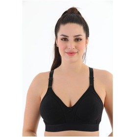 Resim Telsiz Kapsız Lastikli Pamuklu Penye Toparlayıcı Minimizer Sütyen 1010 Siyah 