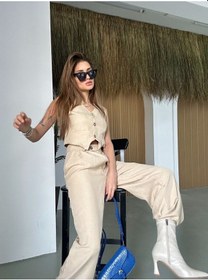 Resim Hgfashion Kadın Yelek Pantolon İkili Takım Taş Renk Taş 