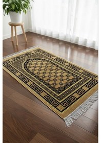 Resim Kadife Püsküllü Seccade Lacivert Çok Renkli 