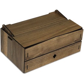 Resim Design OTTO Luna 64 Bölmeli Makyaj Takı Koleksiyon Saat Dikiş Aksesuar Tespih Kutusu Düzenleyici Organizer Ceviz 