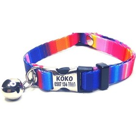 Resim Ayz Markalama İsimli Metal Kilitli Kedi Tasması Çok Renkli M 