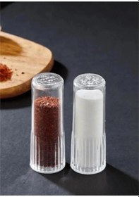 Resim 2'li Mika Kristal Tuzluk Biberlik Şefaf Çok Renkli 