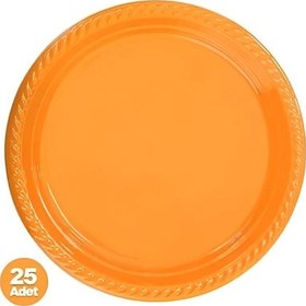Resim Turuncu Plastik Tabak 25 Adet 