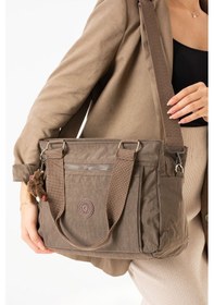 Resim Su Geçirmez Klinkır Kumaş Hem Omuz Hem Postacı Olarak Kullanılabilen Modern Kadın Çanta Kahverengi 