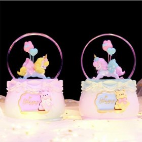 Resim Mien Dekoratif Pilli Müzikli Balonlu Unicorn Figürlü Hediyelik Kar Küresi Büyük Boy 1211 