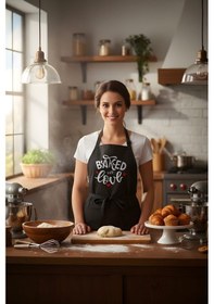 Resim Siyah Baked Love Mutfak Önlüğü Renkli 