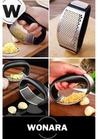 Resim Pratik Kolay Temizlenebilir Paslanmaz Çelik Ergonomik Saplı Hızlı Mutfak Sarımsak Ezici Ve Rendesi Diğer 