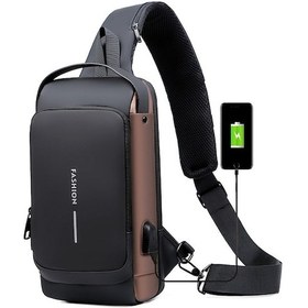 Resim Arion Fashion Usb Şarj Portlu ve Kilitli Omuz - Göğüs Çantası 