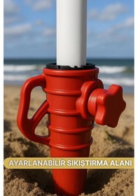 Resim Exent 160 Cm Eğilebilir Plaj Şemsiyesi + Ayarlanabilir Şemsiye Kazığı Seti-turuncu Desenli Çok Renkli 