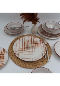 Resim Ekose 48 Parça 12 Kişilik Karamel Yemek Takımı 