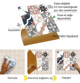 Resim Kendinden Yapışkanlı Küba Desenli Pvc Karo 30X30 cm (33 Adet) 3m2 