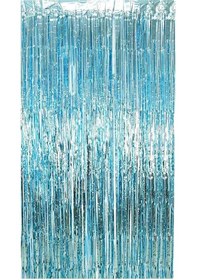 Resim Metalize Arka Fon Kapı Perdesi Mavi 100x200 Cm 