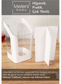 Resim 3 Bölmeli Tezgah Üstü Kaşıklık - Çıkarılabilir Bölmeli Kaşık Bıçak Standı Mutfak Organizer Beyaz 