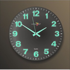 Resim Siyah Zeminli Bombe Camlı Gece Parlayan Fosforlu 35Cm Duvar Saati Siyah 