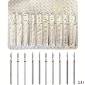 Resim 10 adet Elmas Kesim Tırnak Eti Matkap Uçları, 3/32'' Elektrikli Tırnak Törpüsü için Alev Tasarımı - Kokuşuz, Kırmızı Vurgulu Hassas Manikür & Pedikür Araçları 