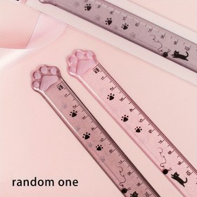 Resim Kedi Pençesi Sevimli Cetvel Rastgele Bir Hayvan Cetvel, Sevimli Cetvel, Kawaii Kırtasiye, Yenilik Düz Cetvel, Ölçüm Aracı, Kırtasiye, saç tokası Desenli Pembe Ve Net 